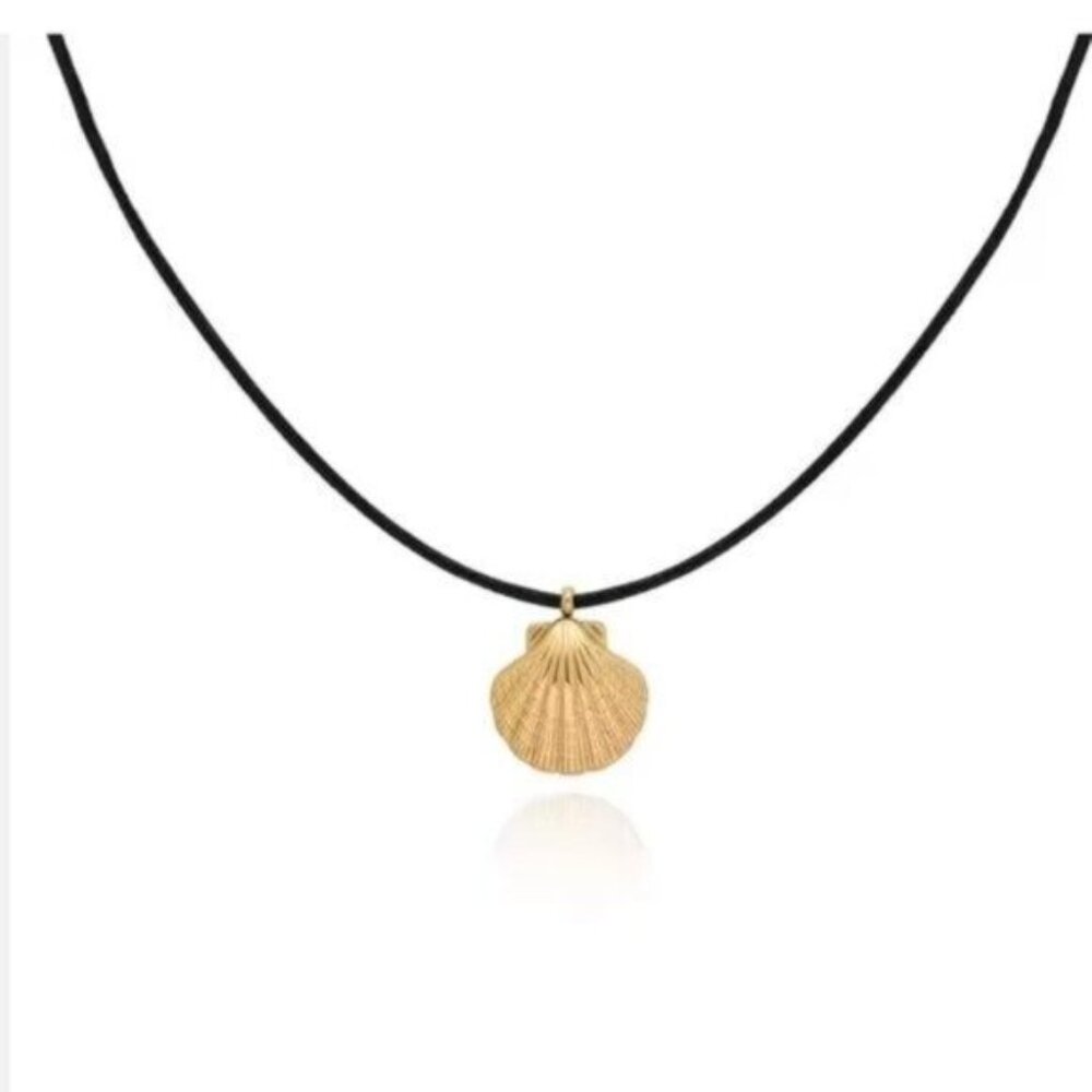 Waterproof Shell Pendant Necklace Adjustable 18k Gold Beach Vacation Jewelry